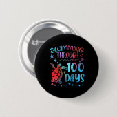 Turtle Sea Swimming Through 100 Days Of School Tea Ronde Button 5,7 Cm (Voorkant /achterkant)