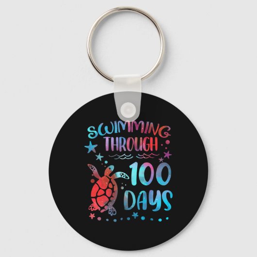 Turtle Sea Swimming Through 100 Days Of School Tea Sleutelhanger (Voorkant)