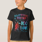 Turtle Sea Swimming Through 100 Days Of School Tea T-shirt (Voorkant)
