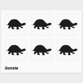 Turtle Silhouette Vierkante Sticker (Vel)
