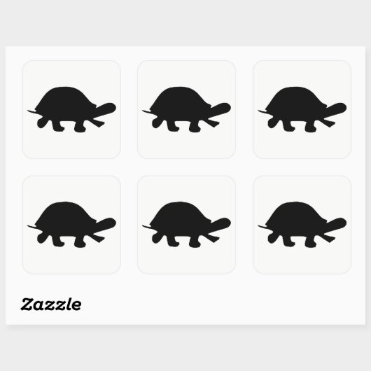 Turtle Silhouette Vierkante Sticker (Vel)