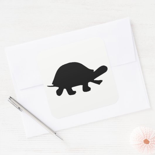 Turtle Silhouette Vierkante Sticker (Envelop)