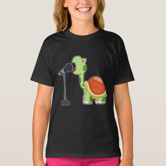 Turtle Singer Microfoon Muziek T-shirt (Voorkant)