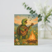 Turtle Singing at a Campfire Briefkaart (Staand voorkant)