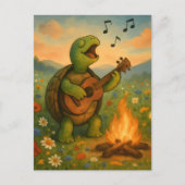 Turtle Singing at a Campfire Briefkaart (Voorkant)