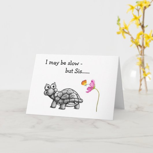 TURTLE SLOW/SINCER ON SISTER'S BIRTHDAY KAART (Gele Bloem)