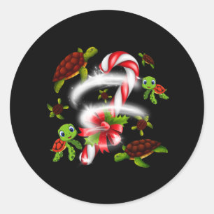 Turtle Snoep Sweet Kerstmis Ronde Sticker