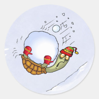 Turtle Snowball Ride Ronde Sticker