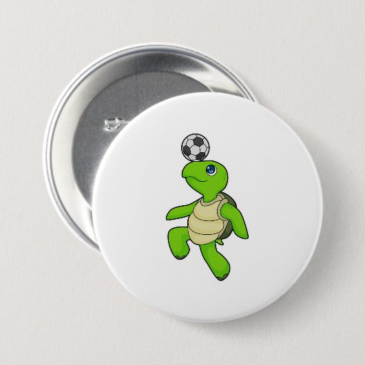 Turtle Soccer player Soccer Ronde Button 7,6 Cm (Voorkant /achterkant)