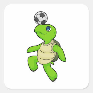 Turtle Soccer player Soccer Vierkante Sticker