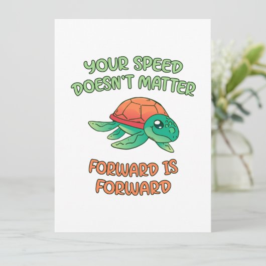 Turtle Speed Doesnt Matter Feestdagenkaart (Staand voorkant)