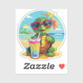 Turtle Sticker on the Beach with Sunglasses (Vel)