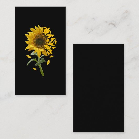 Turtle Sunflower Gardening Ocean Animal Awareness Visitekaartje (Voorkant / Achterkant)