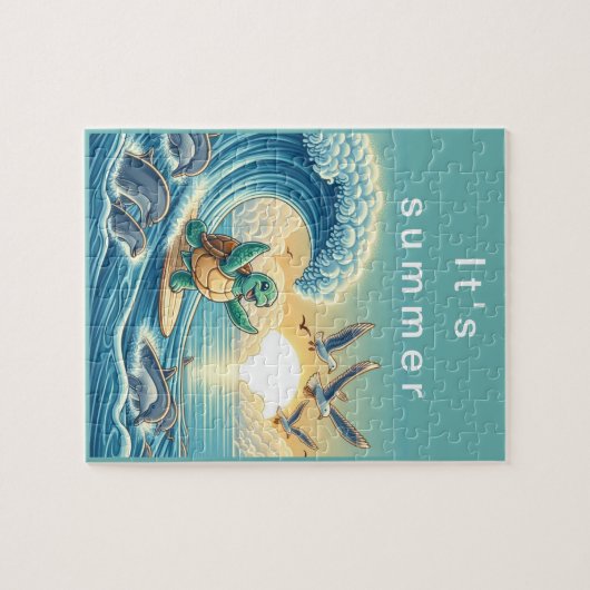 Turtle Surfing Flexibele Foto Kinder Puzzel met Gi (Horizontaal)