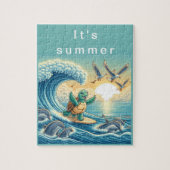 Turtle Surfing Flexibele Foto Kinder Puzzel met Gi (Verticaal)