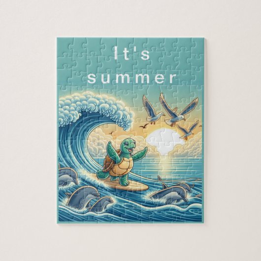 Turtle Surfing Flexibele Foto Kinder Puzzel met Gi (Verticaal)