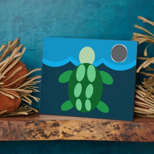 turtle swimming at midnight. fotoplaat (Zijkant)