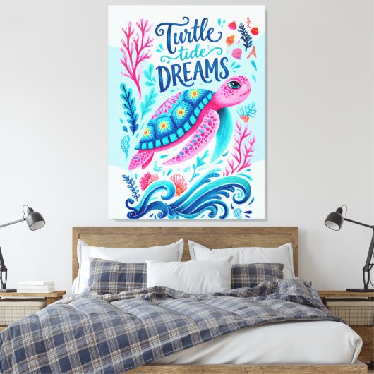 Turtle Tide Dromen Canvas Afdruk (Insitu (Slaapkamer))