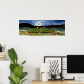 Turtle Tortoise Familie kijkt Moon Night Poster (Thuiskantoor)