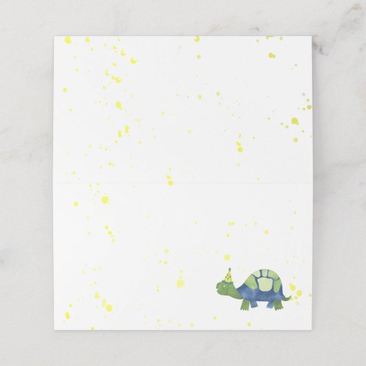 Turtle Tortoise Menu Plaatskaarten (Buitenkant ongevouwen)