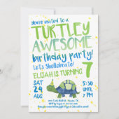 Turtle Tortoise Verjaardagsfeestuitnodiging Kaart (Voorkant)