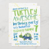 Turtle Tortoise Verjaardagsfeestuitnodiging Kaart (Voorkant / Achterkant)