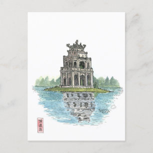 Turtle Tower Hanoi Vietnam Briefkaart
