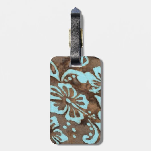 Turtle Travel Bagagelabel Hibiscus Blue (Achterkant verticaal)