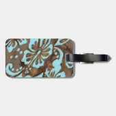 Turtle Travel Bagagelabel Hibiscus Blue (Achterkant horizontaal)