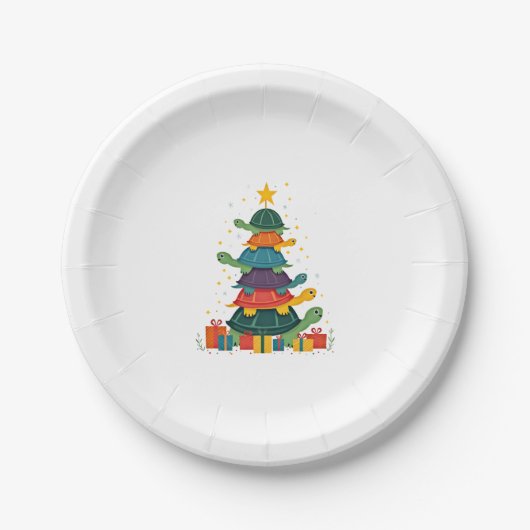 Turtle Tree Christmas Tree Adorable Turtle Christm Papieren Bordje (Voorkant)
