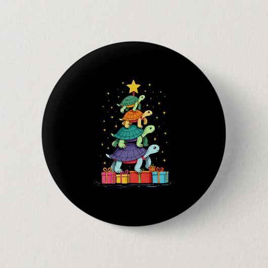 Turtle Tree Christmas Tree Adorable Turtle Christm Ronde Button 5,7 Cm (Voorkant)