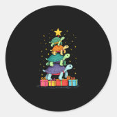 Turtle Tree Christmas Tree Adorable Turtle Christm Ronde Sticker (Voorkant)