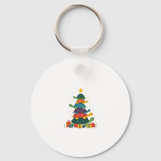 Turtle Tree Christmas Tree Adorable Turtle Christm Sleutelhanger (Voorkant)