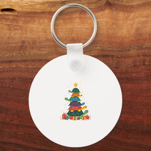 Turtle Tree Christmas Tree Adorable Turtle Christm Sleutelhanger (Voorkant)