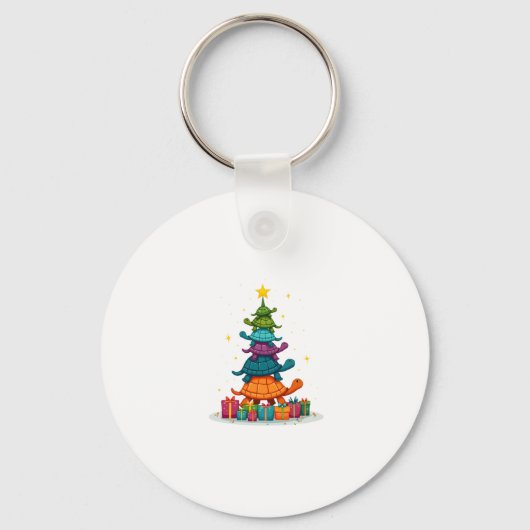 Turtle Tree Christmas Tree Adorable Turtle Christm Sleutelhanger (Voorkant)