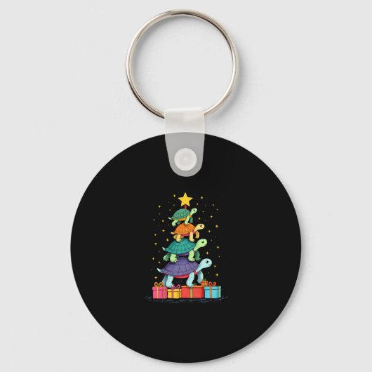 Turtle Tree Christmas Tree Adorable Turtle Christm Sleutelhanger (Voorkant)