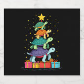 Turtle Tree Christmas Tree Adorable Turtle Christm Sparkling Wijnetiket (Enkel label)