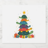 Turtle Tree Christmas Tree Adorable Turtle Christm Sparkling Wijnetiket (Enkel label)