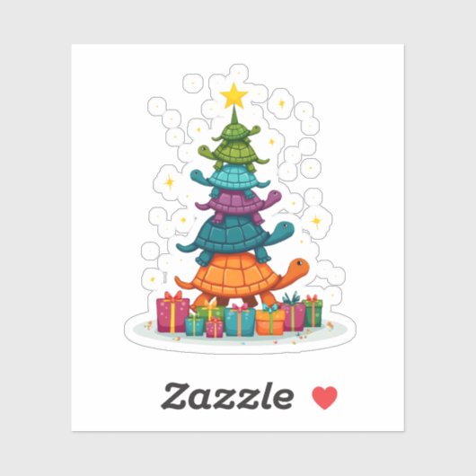 Turtle Tree Christmas Tree Adorable Turtle Christm Sticker (Vel)