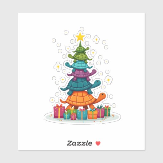 Turtle Tree Christmas Tree Adorable Turtle Christm Sticker (Vel)