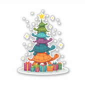 Turtle Tree Christmas Tree Adorable Turtle Christm Sticker (Voorkant)