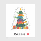 Turtle Tree Christmas Tree Adorable Turtle Christm Sticker (Vel)