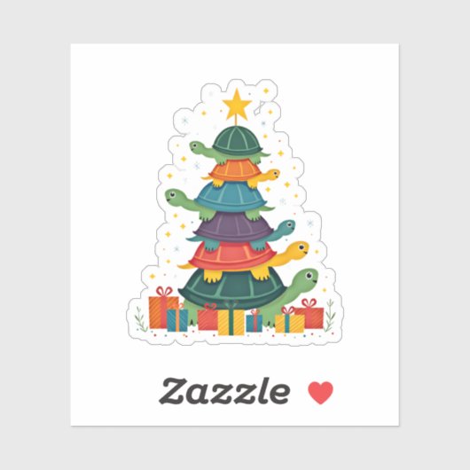 Turtle Tree Christmas Tree Adorable Turtle Christm Sticker (Vel)