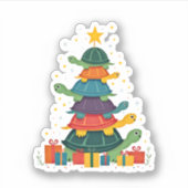 Turtle Tree Christmas Tree Adorable Turtle Christm Sticker (Voorkant)