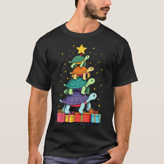 Turtle Tree Christmas Tree Adorable Turtle Christm T-shirt (Voorkant)