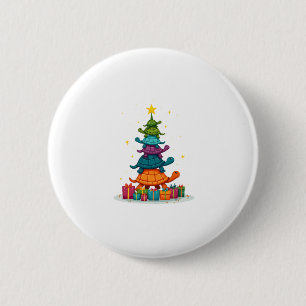 Turtle Tree Kerstboom Schattige Turtle Kerstmis Ronde Button 5,7 Cm