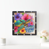 Turtle Tropical Vibes Art Vierkante Klok (Huis)