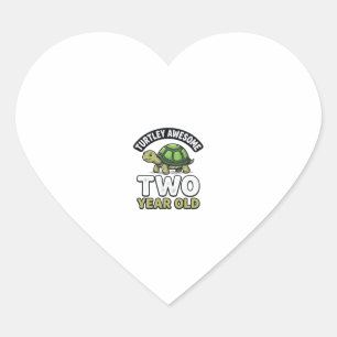 Turtle Twee Jaar Verjaardag Vintage Gravure Shi Hart Sticker