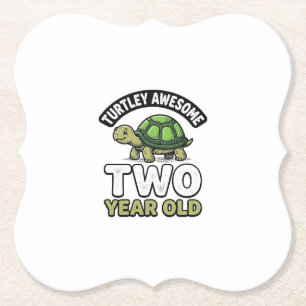 Turtle Twee Jaar Verjaardag Vintage Gravure Shi Kartonnen Onderzetters