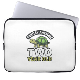 Turtle Twee Jaar Verjaardag Vintage Gravure Shi Laptop Sleeve